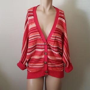 Y2K Payton Deep V-Neck Striped Cardigan Sweater